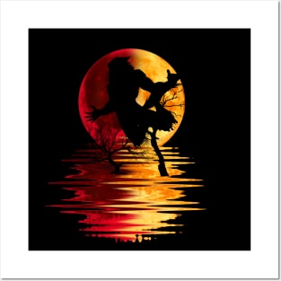 werewolf yellow red moon 2 Posters and Art